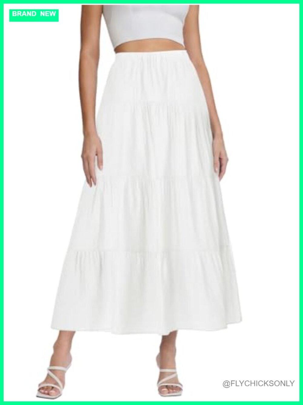 Womens Flowy Boho Maxi Skirt Tiered High Waist A-Line Summer